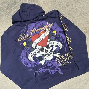 Ed Hardy Men's purple Graphic Hoodie